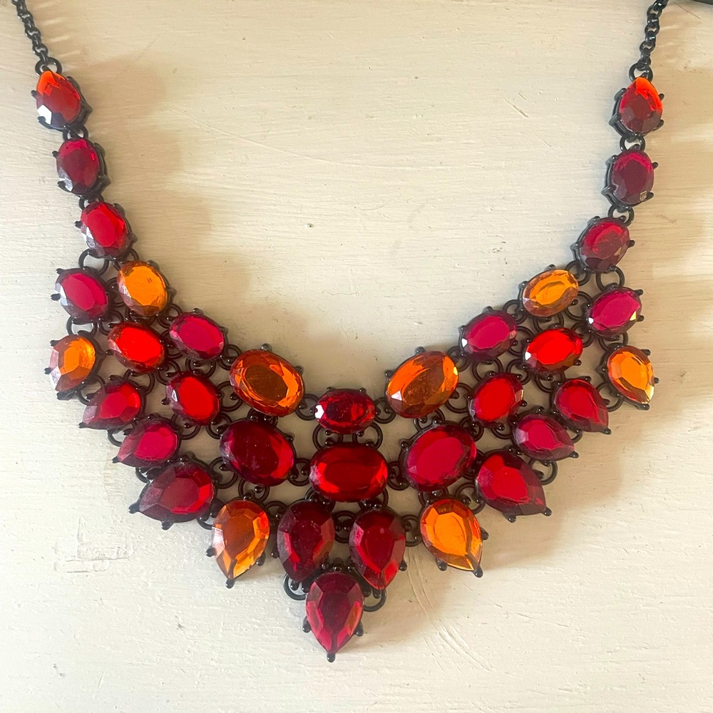 Vintage costume jeweled necklace